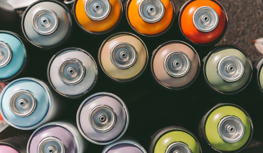 colorful cans for a spray paint